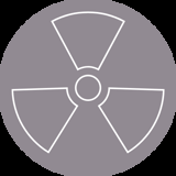 Grey icon with white marks indicating hazardous